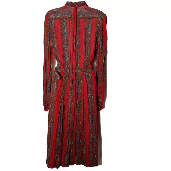 KAUNOTAR made in FINLAND high end dress Sz 10 BELT & BOW 100% VISCOSE A GEM !! - Picture 9 of 16